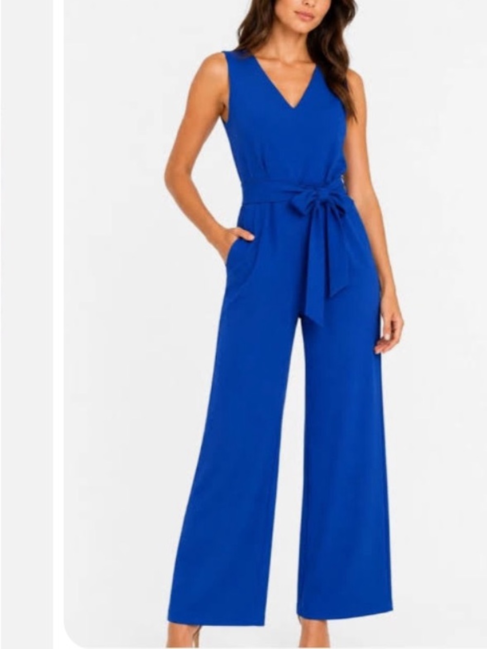 Calvin Klein Sleeveless V-Neck Wide-Leg Jumpsuit in Cobalt BlueNWT size 6